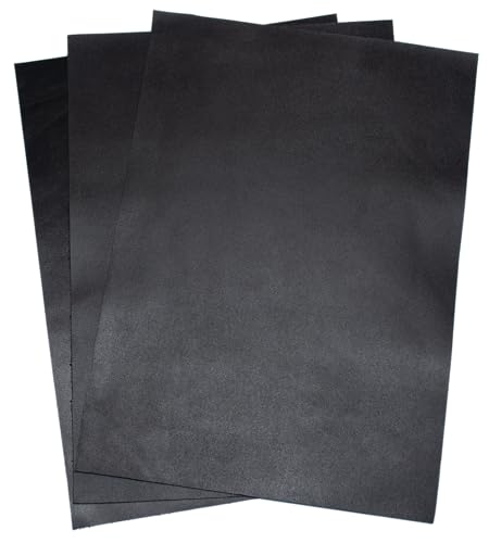 HAPPER STUDIO Leder Zuschnitte A4 x 3 Stück. Für DIY, Basteln, Handwerk und Reparatur. 1,3-1,5 mm Starkes Rindsleder (Schwarz Glossy, A4 21 x 29.7 cm) von HAPPER STUDIO