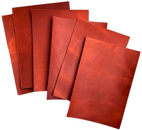 HAPPER STUDIO Rindsleder 1,7mm Pull-Up Crazy Horse Leder A5 x 6 Stücke (Rot) von HAPPER STUDIO