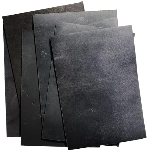 HAPPER STUDIO Rindsleder 2mm Pull-Up Crazy Horse Leder A5 x 6 Stücke (Schwarz) von HAPPER STUDIO
