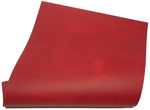 Rindsleder 1,6 mm Stark Pull-Up Crazy Horse Leder. Echtlederblätter für Basteln. (A5 (148 x 210mm), Rot, 1) von HAPPER STUDIO