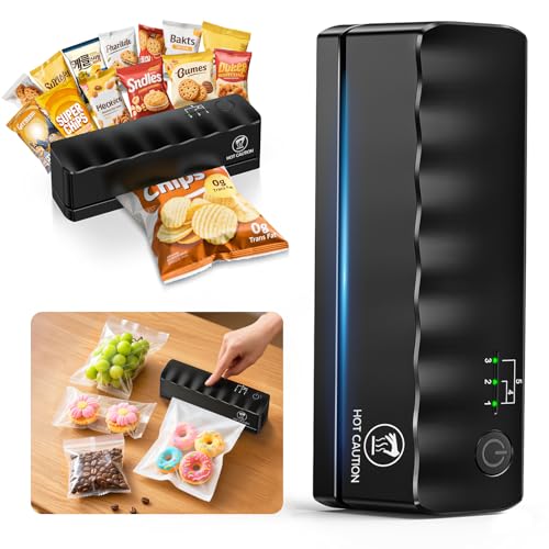 HAPPHOOH Folienschweißgerät Mini USB-wiederaufladbare,Klein Tüten Schweissgerät mit 5 Modi,Tragbare Versiegelungsmaschine,Verschweissgerät DIY-Plastikbeutelverschluss für Snack-Beutel Camping Potluck von HAPPHOOH
