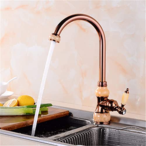 HAPPLiGNLY 360 Schwenkauslauf Flexibler Sprüher Küchengefäß Spüle Mischbatterie Warmes und Kaltes Wasser Küchenarmatur mit Luftsprudler Einhand-Deckmontage Luxus-Wasserhahn,Golden D von HAPPLiGNLY