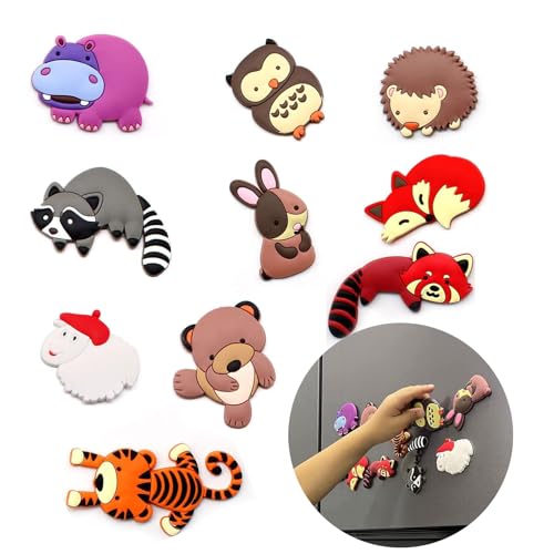 HAPPOW 10 Stück Magnete Tiere, Kühlschrankmagnete Kinder, Lustige Magnete, 3D Cartoon-Zoo-Figuren für Kühlschrank & Whiteboard, PVC-Magnete für Tafel & Heimdekoration von HAPPOW