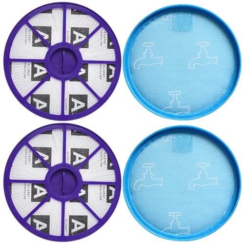 HAPPOW 2 Set Pre & Post Hepa Ersatzfilter Filter für Dyson DC19 DC20 DC21 DC29, Vor- und Nachmotor Staubsauger Ersatzteile, Filtergröße von 153 mm, HEPA-Filter für Dyson Staubsauger（Blau und Lila） von HAPPOW