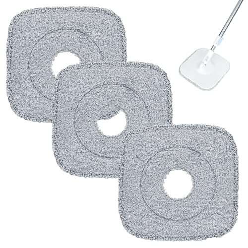 HAPPOW 3 Stück Ersatzpads für Alanberg, Bodenwischer Wischmopp Set, 22x22cm Mikrofaser Wischpads, Saugfähig und Maschinenwaschbar, Passend für Alanberg Wischmopps und andere Kompatible Wischsysteme von HAPPOW