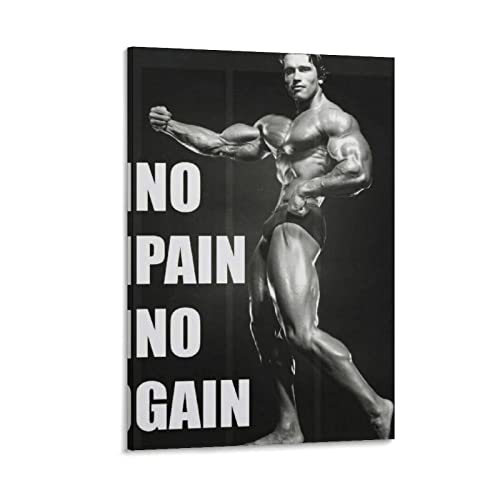 HAPPOW Arnold Schwarzenegger Poster "No Pain No Gain", dekoratives Gemälde, Leinwand, Wandkunst, Dekoration für Zuhause, Schlafzimmer, Dekoration, Poster, 60 x 90 cm von HAPPOW