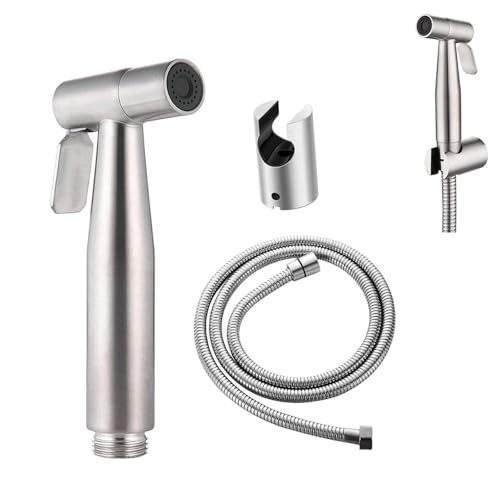 HAPPOW Bidet Handbrause inkl, Brauseschlauch 150cm Wassersparbrause aus Edelstahl WC Dusche für Toilettenhygiene Polierte Duschset mit Umstellfunktion und Wandhalterung von HAPPOW