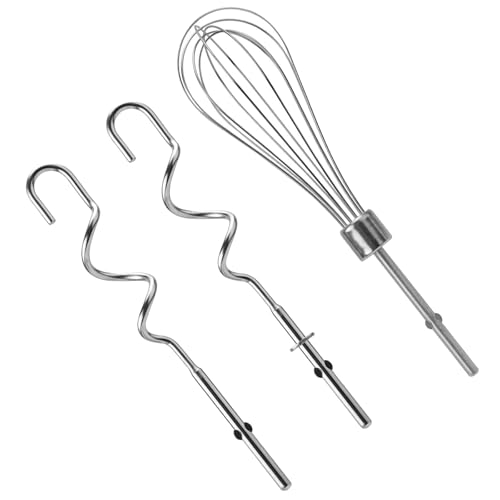 HAPPOW Handmixer für Kitchenaid KHM3 KHM5 KHM7 KHM9 KHM926 KHM7210 KHM512 KHM312 KHM920 KHM720 KHM53, Zubehör für Kitchen Aid Handrührgerät, mit 2 Knethaken,1 Ersatz-Ei-Schläger, Edelstahl Material von HAPPOW