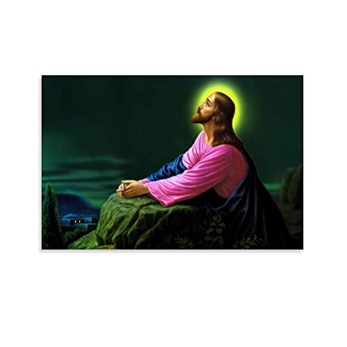 HAPPOW Jesus Christus betend bei Gethsemane Bild Poster Dekorative Malerei Leinwand Wandposter und Kunstbild Druck Moderne Familie Schlafzimmer Dekor Poster 20 x 30 cm von HAPPOW