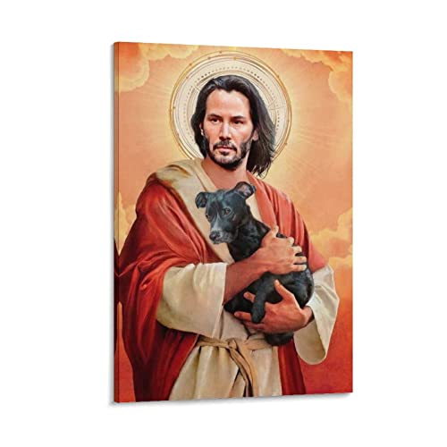 HAPPOW Keanu Reeves Jesus Meme Poster, dekoratives Gemälde, Leinwand, Wandkunst, Dekoration für Zuhause, Schlafzimmer, 30 x 45 cm von HAPPOW