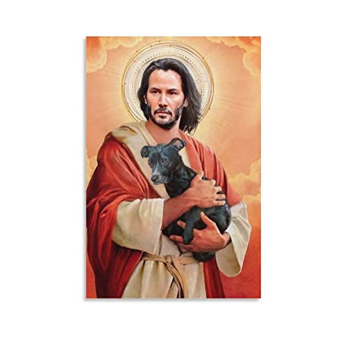 HAPPOW Keanu Reeves Jesus Meme Poster, dekoratives Gemälde, Leinwand, Wandkunst, Dekoration für Zuhause, Schlafzimmer, 60 x 90 cm von HAPPOW