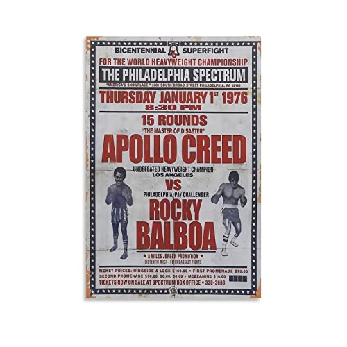 HAPPOW Rocky Balboa Vs Apollo, motivierendes Vintage-Poster, dekoratives Gemälde, Leinwand, Wandkunst, Dekoration für Zuhause, Schlafzimmer, Dekoration, Poster, 20 x 30 cm von HAPPOW