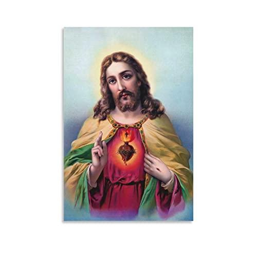 Jesus Christus Weißgold und rotes Herz und Dornen, 3 Poster, dekoratives Gemälde, Leinwand, Wandposter und Kunstdruck, modernes Familienschlafzimmer-Dekoration, Poster, 20 x 30 cm von HAPPOW