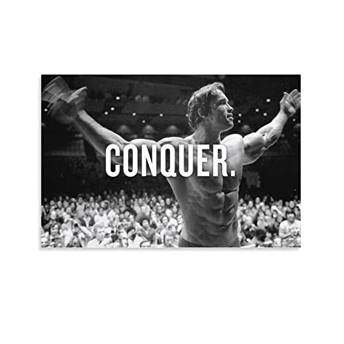 HAPPOW Motivationsposter Arnold Schwarzenegger Conquer Poster Dekorative Gemälde Leinwand Wandkunst Dekor für Zuhause Schlafzimmer Dekor Poster 60 x 90 cm von HAPPOW