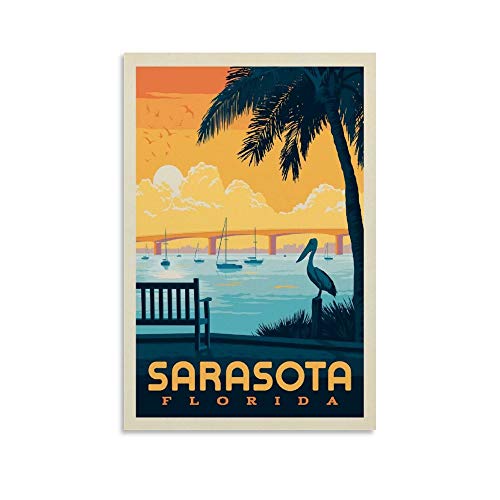 Vintage City Poster Europa Sarasota Florida Poster Dekorative Gemälde Leinwand Wandposter und Kunstdruck Moderne Familie Schlafzimmer Dekor Poster 40 x 60 cm von HAPPOW