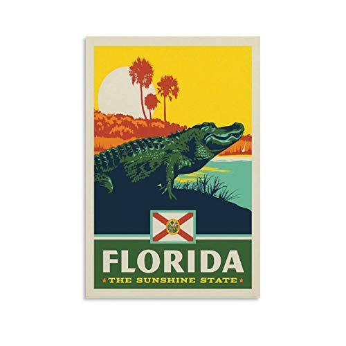 Vintage Reise Landschaft Poster Florida Alligator Poster Dekorative Malerei Leinwand Wandposter und Kunstdruck Modernes Familienschlafzimmer Dekor Poster 30 x 45 cm von HAPPOW