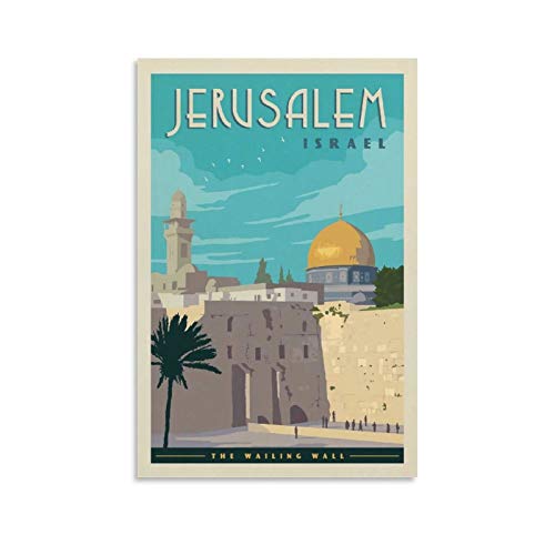 Vintage-Reiseposter Jerusalem, Israel, dekoratives Gemälde, Leinwand, Wandposter und Kunstbild, moderner Familien-Schlafzimmer, Dekoration, Poster, 30 x 45 cm von HAPPOW