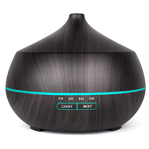 Diffuser Ätherische Öle Ultraschall Luftbefeuchter: 400ML Aroma Diffuser für Duftöle Aromatherapie Öle Diffusor mit 7 Farben LED & Timer für Schlafzimmer Wohnung Büro Yoga - Schwarz von HAPPTWS