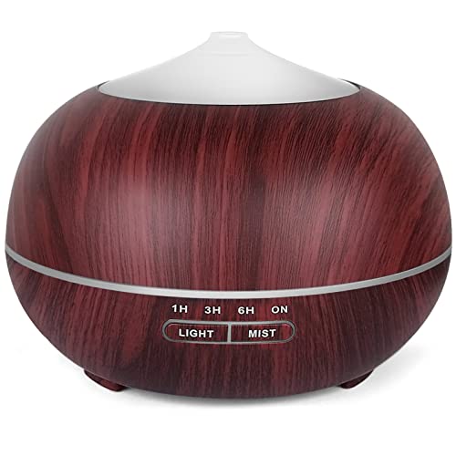 Aroma Ultraschall Ätherische Öle Diffuser: 400ml Duft Diffusor Aromatherapie Vernebler Duftlampe mit 7 Farben Licht - Holz Luft Luftbefeuchter BPA-Free für Schlafzimmer Wohnung Büro - Braun von HAPPTWS