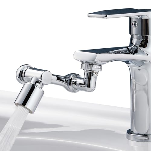 Drehbarer Wasserhahn Aufsatz Verlängerung, 1080 Grad Multifunktionaler Verlängerungshahn Rotierender Wasserhahn, Schwenkbarer Wasserhanhnaufsatz Faucet Extender mit Adapter für Bad und Küche von HAPPUP