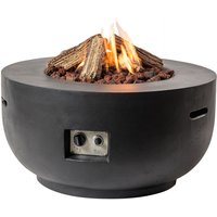 Mania Feuertisch Bowl 19,5 kW rund 91x91x46 cm Beton-Optik schwarz - Happy Cocooning von HAPPY COCOONING