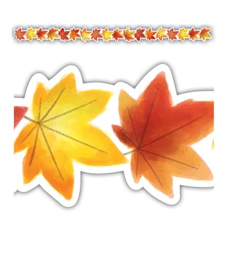 Herbstblätter-Bordüre für Klassenzimmer, 10 m Gesamtlänge, gestanztes Herbst-Design, 7,9 cm Höhe, 12 Stück Herbstblätter-Bordüre für Klassenzimmer, 10 m Gesamtlänge, gestanztes Herbst-Design, 7,9 cm Höhe, 12 Stück von HAPPY DEALS ~