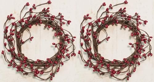 Kerzenringe im Herbststil, 2 Stück, 8,9 cm Mitte, Burgunderrot von HAPPY DEALS ~