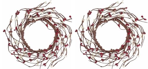 Pip Kerzenringe, 8,9 cm Mitte, elfenbeinfarben und burgunderrot, 2 Stück von HAPPY DEALS ~