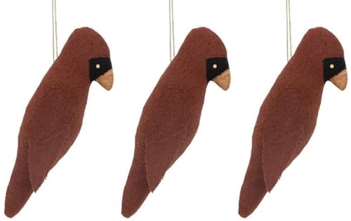 Primitive Kardinal-Ornamente, 3 Stück, 15,2 cm, gealterter Look von HAPPY DEALS ~