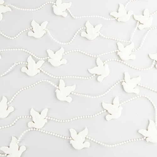 Weiße Tauben-Weihnachtsgirlande, 2,7 m, 3,2 cm Tauben, Perlen-Friedensvogel-Dekorationen für kleine Bäume von HAPPY DEALS ~