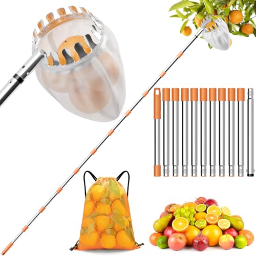 4.2M Obstpflücker mit Teleskopstiel, Apfelpflücker mit Edelstahl Teleskoppfahl und Baumwollbeutel für Kirschen,Pflaumenpflücker,Fruit Picker 4.2M Obstpflücker mit Teleskopstiel, Apfelpflücker mit Edelstahl Teleskoppfahl und Baumwollbeutel für Kirschen,Pflaumenpflücker,Fruit Picker von HAPPY FINDING