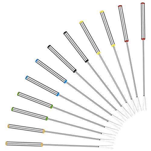 Edelstahl Grillgabel Fondue Gabel - 12 Stück Set Fonduegabeln mit Griff aus Holz, Fonduebesteck aus Edelstahl, Fonduespieße 24 cm Länge von HAPPY FINDING