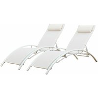 Happy Garden - 2er Set Liegestühle galapagos aus weißem Textilene - weißes Aluminium Happy Garden - 2er Set Liegestühle galapagos aus weißem Textilene - weißes Aluminium von HAPPY GARDEN