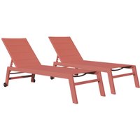 Happy Garden - 2er Set Sonnenliegen barbados aus Textilene Terracotta - Aluminium Terracotta von HAPPY GARDEN