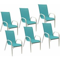 6er-Set MARBELLA Stühle aus blauem Textilene - weißes Aluminium - Blau von HAPPY GARDEN