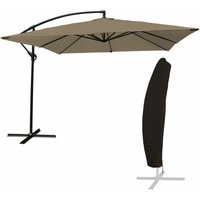 Freistehender Sonnenschirm molokai quadratisch 2,7x2,7m taupe + Hülle - Braun von HAPPY GARDEN