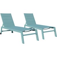 2er Set Sonnenliegen barbados aus hellblauem Textilene - hellblaues Aluminium von HAPPY GARDEN