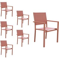 Happy Garden - 6er Set Stühle aus Aluminium Terracotta - Textilene Terracotta von HAPPY GARDEN
