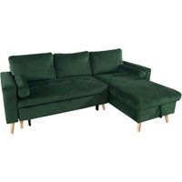 Happy Garden - Eck-Couch-Sofa james 3-Sitzer in grünem Velours von HAPPY GARDEN
