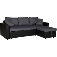 Happy Garden - Ecksofa, umwandelbar, clark, 3-Sitzer, grau meliert und schwarz von HAPPY GARDEN