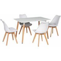 Set aus rechteckigem Tisch 120cm pia und 4 Stühlen nora weiß von HAPPY GARDEN