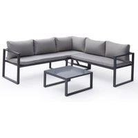 Modularer Gartensalon ibiza aus grauem Stoff mit 4 Sitzen - Aluminium Anthrazit von HAPPY GARDEN