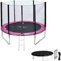 Premium Pack Trampolin 305cm umkehrbar rosa / grau adelaïde + Netz, Leiter, Plane und Verankerungsset - Rosa von HAPPY GARDEN