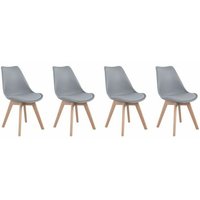 Set aus 4 skandinavischen Stühlen NORA grau mit Kissen - Grau von HAPPY GARDEN