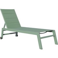 Sonnenliege BARBADOS aus salbeigrünem Textilene - Aluminium salbeigrün von HAPPY GARDEN