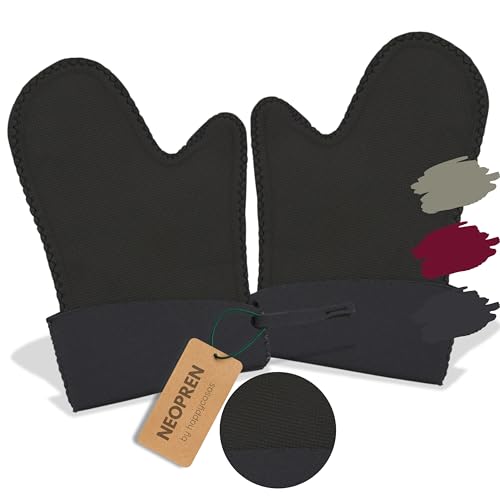 Ofenhandschuhe – Neopren – Topfhandschuhe bis 250 °C - Ofenhandschuhe Hitzebestaendig mit Rutschfestem Griff – Küchenhandschuhe Fleckenabweisend – Professionelle Backhandschuhe in Einheitsgröße von HAPPYCOSAS
