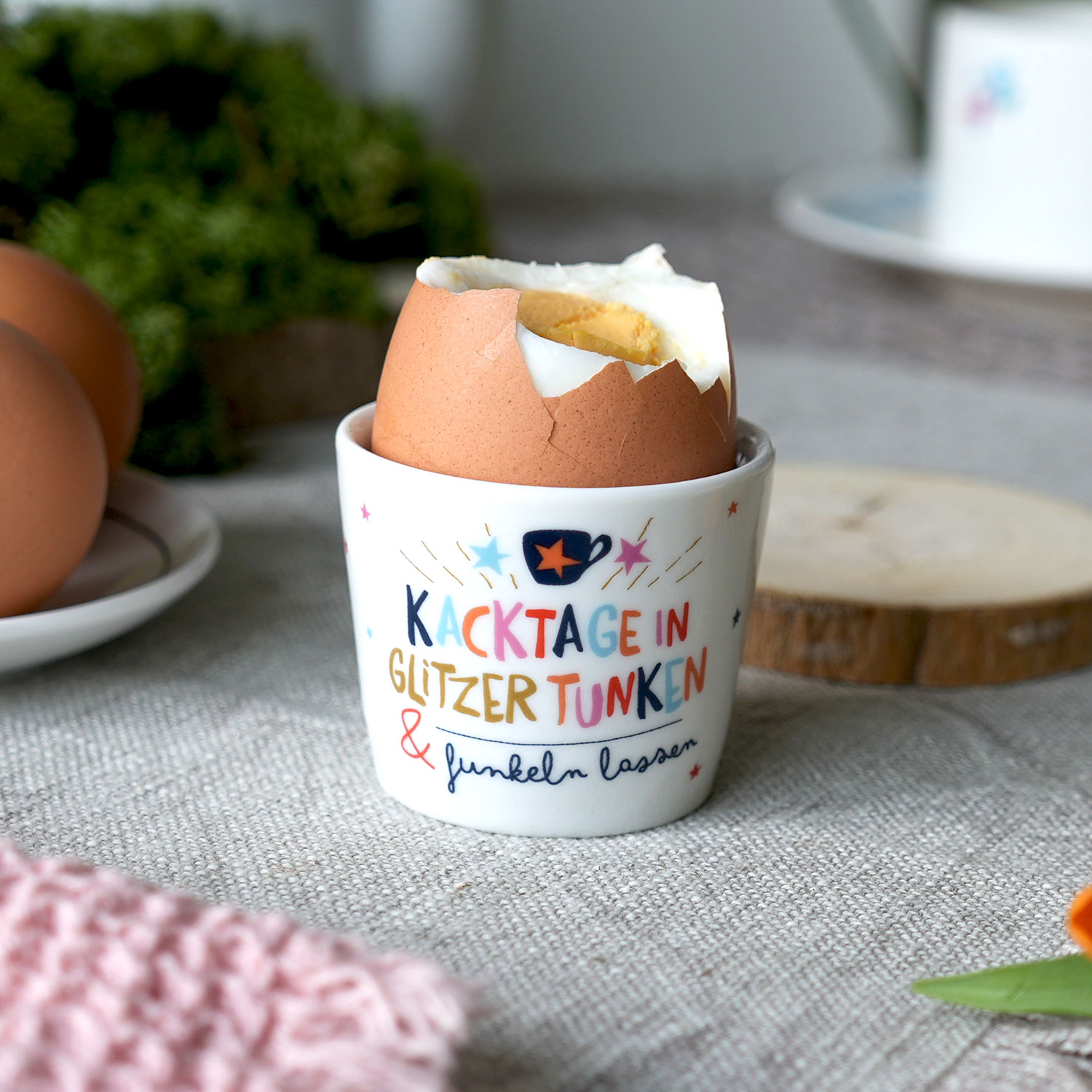 Eierbecher »Kacktage in Glitzer tunken« von HAPPYLIFE