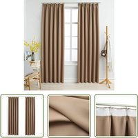 Happyshopping - The Living Store Verdunkelungsvorhänge mit Haken 2 Stk. Taupe 140x245cm - Verdunkelungsvorhänge - Gardinen - Wohnaccessoires - Tapete von HAPPYSHOPPING