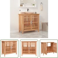 The Living Store Waschbeckenunterschrank 66x29x61,5 cm Massivholz Nussbaum - Holzschrank - Badmöbel - Nussbaumschreibtisch - Wascht Tisch von HAPPYSHOPPING