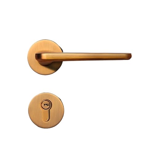 Türschloss Innen Schlafzimmer Türschloss dreiteiliges Set Gelb Bronze Nordic Italienisch Split Türschloss Set(With key) von HAPRSLIKG
